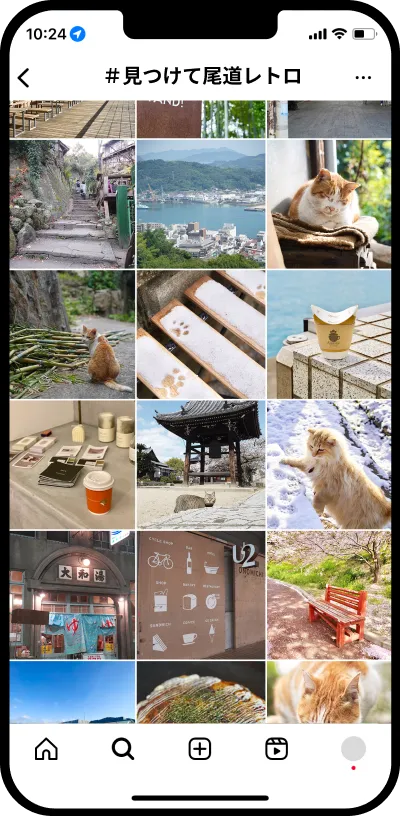 スマートフォンにインスタの画像が表示されています